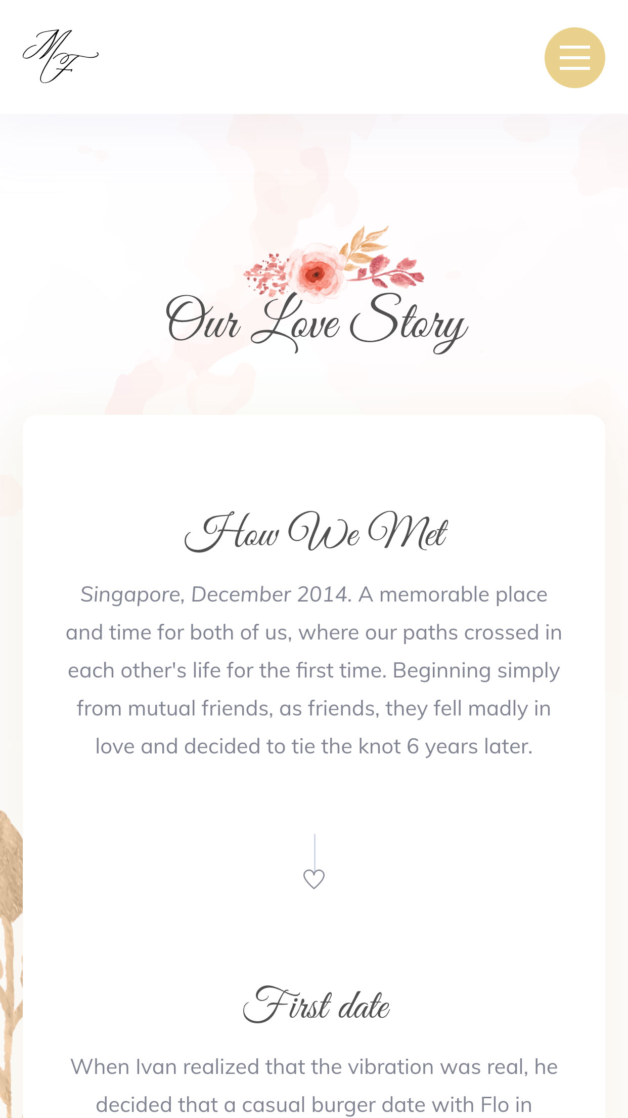 Love Story Page Mobile Preview