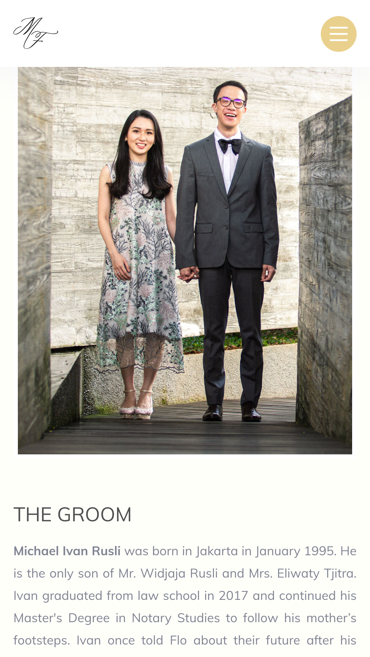 Bride & Groom Page Mobile Preview